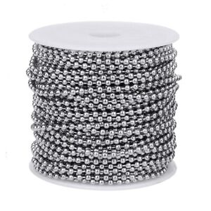 33ft Rustproof Pull Chain Stainless Steel Bead Chain with 20 Clasp Connectors