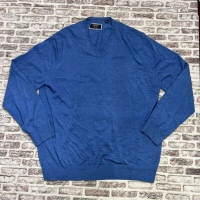 Suéter Charles Tyrwhitt XXL Para Hombre 100% Lana Merino Azul Cuello en V LS Preppy Foto 1 de 4