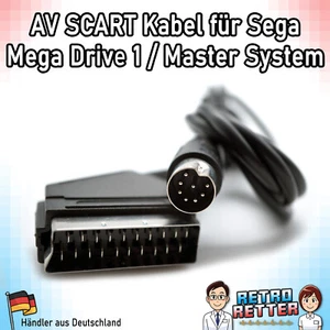 Sega Mega Drive 1 / Master System 1 MD1 TV AV Scart Video Kabel Anschluss - Afbeelding 1 van 6