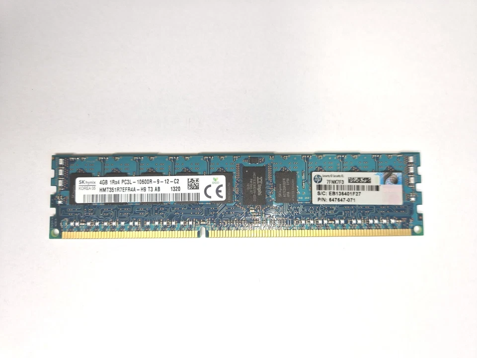 SK Hynix 4GB 1Rx4 PC3L-10600R-9-13-C2 Server RAM HMT351R7EFR4A-H9 T3 AB - Image 1 of 1