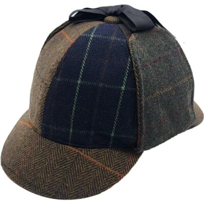 MAJORWEAR Sherlock Holmes Deerstalker Hat-Herringbone & Wool Checked Patchwork-Comfortable