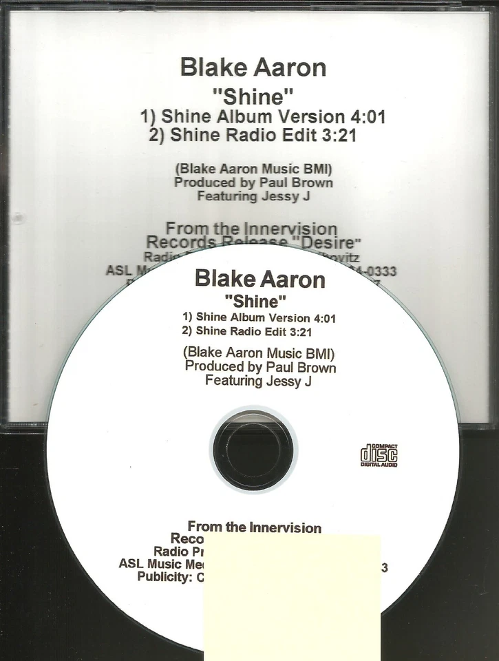 JESSY J w/ BLAKE AARON Shine w RARE RADIO EDIT TST PRESS PROMO DJ CD Single 2007 Foto 1 de 1