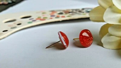 Ohrstecker Cabochon Rot Weihnachten Christmas Handgemacht Ohrringe Nickelfrei 62 - Bild 1 von 4