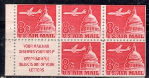 #C64 1962 8-cent Airliner and Capitol Airmail booklet pane of 5 plus tab MNH - Picture 1 of 1