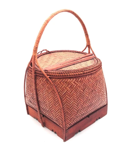 Fine Handwoven Hinged Picnic or Carryall Basket Cover