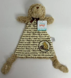 Disney Baby Classic Winnie The Pooh Bear Brown Tan Plush Knots Security Blanket - Picture 1 of 7