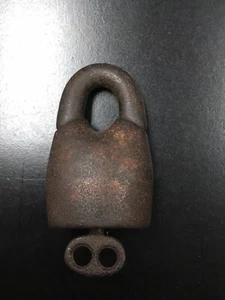 Antique 4" Fraim Scandinavian Padlock, Cast Iron,1800s, Very Rare Lock Key WORKS - Picture 1 of 14