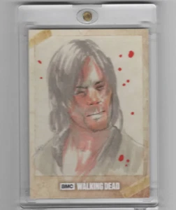 WALKING DEAD SEASON 6 DARYL DIXON SKETCH CARD BY ARTIST FREDDIE LOPEZ JR.  1/1! - Picture 1 of 2