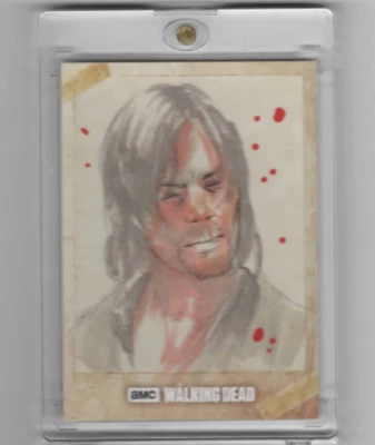 WALKING DEAD SEASON 6 DARYL DIXON SKETCH CARD BY ARTIST FREDDIE LOPEZ JR.  1/1! - Image 1 of 2