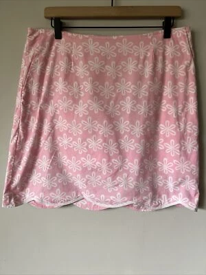 Falda corta de golf GOLFTINI Flower Power rosa floral talla 10 bolsillos largos de algodón para golf Foto 1 de 4