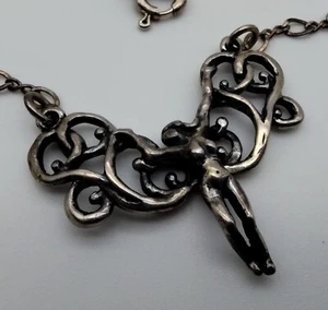 Vintage Fantasy Angel Filigree Sterling Silver Pendant Necklace 925 - Picture 1 of 3