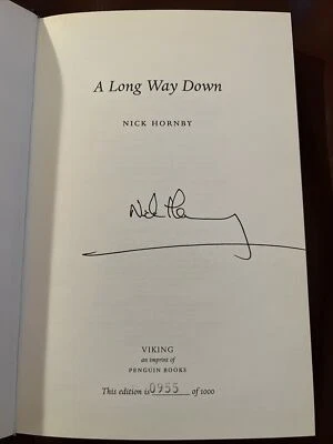 SIGNED NICK HORNBY - A LONG WAY DOWN - Limited UK Hardcover Book #0955/1000 Foto 1 de 4