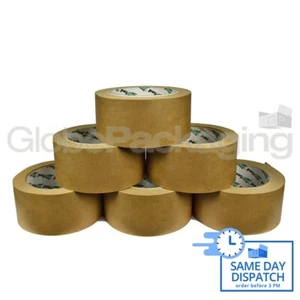 6 rollos de cinta de papel kraft marrón 50 mm x 50 m - 100% reciclable y biodegradable - Imagen 1 de 6