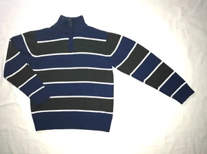 Boys Sweater Pullover Zip Neck Striped Children's Place Blue Gray Size M (7/8) - Picture 1 of 6