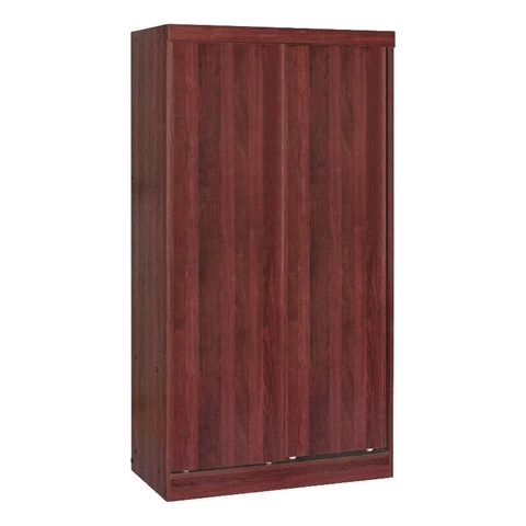 Better Home Products Modern Wood Double Sliding Door Wardrobe in Mahogany Cover