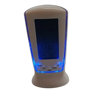LCD Digital Alarm Clock Calendar Thermometer Blue Backlight Night Light Snooze - Picture 1 of 8
