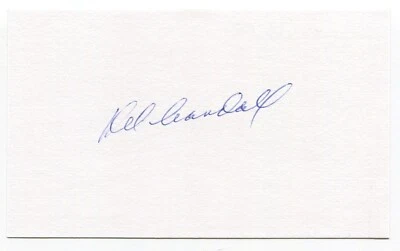 Del Crandall Signed 3x5 Index Card Autographed MLB Baseball Boston Braves - Image 1 of 2