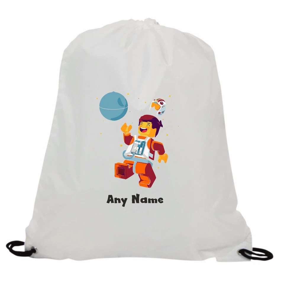 PERSONALISED LEGO SPACE MAN DEATH STAR  GYM SWIMMING PE SCHOOL DRAWSTRING BAG - Image 1 of 1
