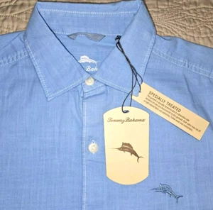 NEW TOMMY BAHAMA, MEN'S SMALL, BIG SKY BLUE BUTTON-UP CAMP SHIRT, MSRP $99.50! - Picture 1 of 17