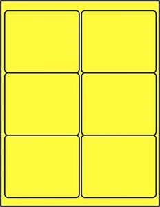 Dayglo Fluorescent Bright Yellow 4 x 3 1/3 inch Rectangle Labels 50 Sheets C4033 - Picture 1 of 1