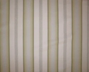 ELIZABETH EAKINS Espadrille Stripe Green Cream Linen Remnant New - Picture 1 of 2