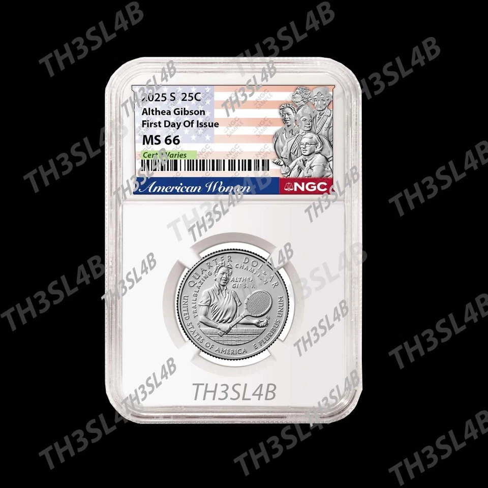 2025 S ALTHEA GIBSON AMERICAN WOMEN AWQ NGC MS66 🔥PRE-SALE🔥 FIRST DAY OF ISSUE - Image 1 of 1