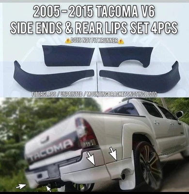 2005-2015 tacoma V6 Side Ends & Rear lip set (4pcs) by king fiber design inc - Image 1 of 4