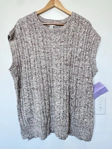 CJ Banks Womens Plus 1X Brown Heather Drop Shoulder Cable Sweater Vest - Picture 1 of 6