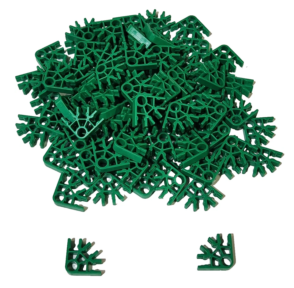 100 K'NEX Rare Green 3-Way Connectors (Red Size) Standard Replacement Parts KNEX - Image 1 of 3
