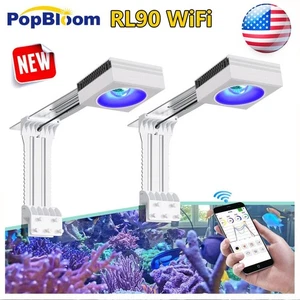 2x PopBloom RL90 WiFi Reef Led Aquarium Light 48 Reef Coral Marine Tank 80-120cm - Picture 1 of 13