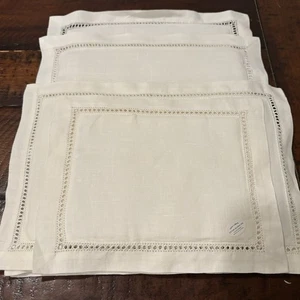 Platos calientes clásicos de lino con dobladillo blanco marfil 4 tamaños - Imagen 1 de 4