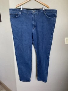 Mens Wrangler Authentics Jeans Size 50x30 Pockets Medium Wash Elastic Waistband - Picture 1 of 8
