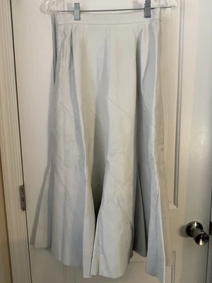Falda acampanada vintage Zana larga blanca de cuero genuino para mujer talla 8 ¡RARA! Foto 1 de 4