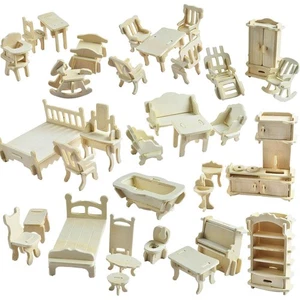 1:20 Scale Wooden Piecese 34Sets Furnitures for Dollhouse(Furniture Sets) - Picture 1 of 6