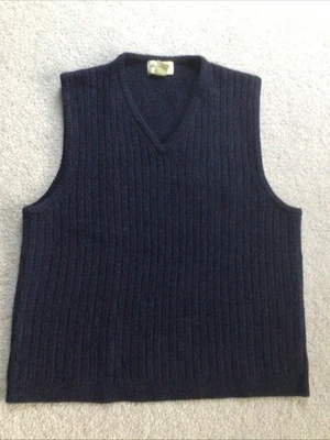 Vintage Eddie Bauer 100% Wool Pullover Sweater Vest Men’s M Navy Knit - Image 1 of 4