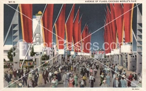 Vintage Postcard - 1933 Chicago Worlds Fair - Avenue of Flags - Picture 1 of 2