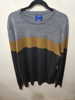 Apt 9 Men's Seriously Soft Gray Gold Crewneck Merino Wool Blend Sweater XL - Image 1 of 4