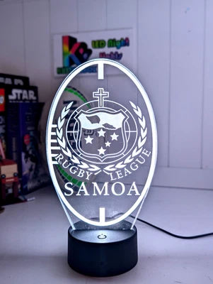 Lámpara con nombre de luz nocturna LED personalizada Samoa TOA Rugby League en forma de pelota 3D Foto 1 de 4
