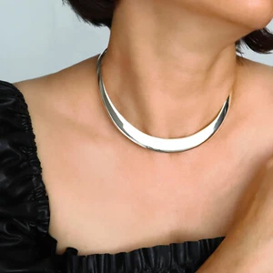 Montierter massiv gestempelt 925 Sterlingsilber poliert Choker Torc Schmuck - Bild 1 von 6