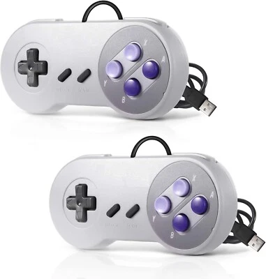 USB SNES STYLE CONTROLLERS GAMEPADS - RETROPIE BATOCERA  PAIR (TWO CONTROLLERS) - Photo 1/2