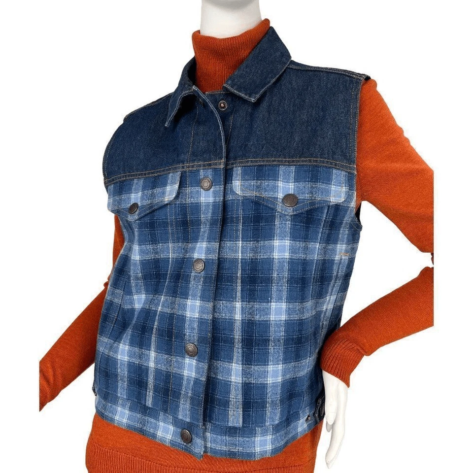 Vintage Pendleton Originals Women's Denim Wool Panel Vest Quilted Lining Size S - Image 1 of 4
