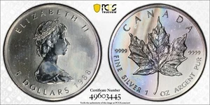 Rainbow Toned 1988 MS 67 Canada Maple Leaf Silver 5 Dollar PCGS Graded Slab 736 - Picture 1 of 5