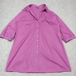 Deerberg Donna Camicetta 46 XXL 2XL Viola Cotone Tessuto a Bottoni Top Shirt - Foto 1 di 13