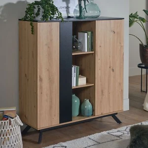 Highboard FineBuy Kredens 110x125x40 cm MDF Dąb Dekoracja Komoda Kredens  - Zdjęcie 1 z 7
