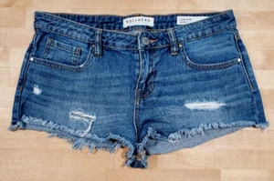 Bullhead Shorts Womens 28 Blue Cutoffs Low Rise Shortie Ripped Medium Wash Denim - Picture 1 of 9