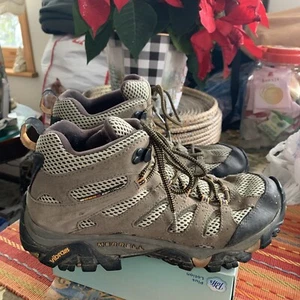Merrell Men’s “Walnut” Brown Leather Mesh Hiking Athletic Shoes Size 8.5 - Picture 1 of 14