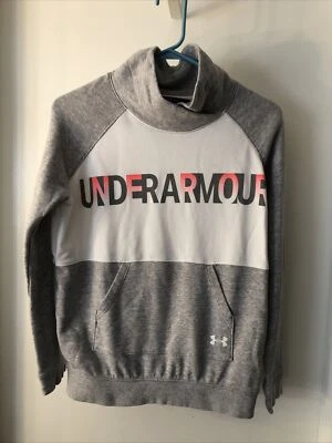 Под доспехи молодежи большой серый/белый длинным рукавом толстовка спереди розовый серый ̼логотип - Изображение 1 из 4