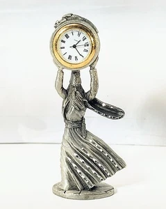 Vintage Spoontiques Wizard Pewter Figure with Baby Dragon sleeping Clock 4.5" - Picture 1 of 2