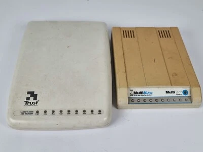 2 x Vintage Fax Modems Trust  Communicator 14 & Multi-Tech MultiModem MT2834ZDXK - Image 1 of 4