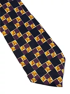 Carter & Holmes Silk Tie Geometric Floral Purple Grid Necktie 55"x4" - Picture 1 of 5